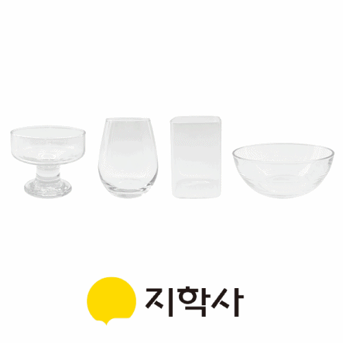 여러 가지 모양의 투명한 그릇(지학사/4종)(고체 담기용)